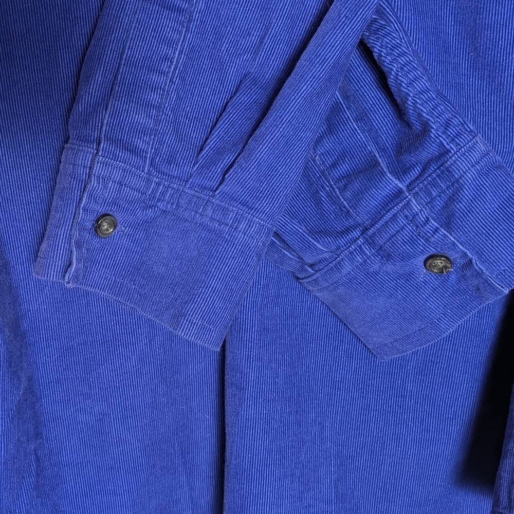 Lands’ End Blue Corduroy Shirt Preppy Casual Button Down Fall Minimalist Blouse - Picture 15 of 16